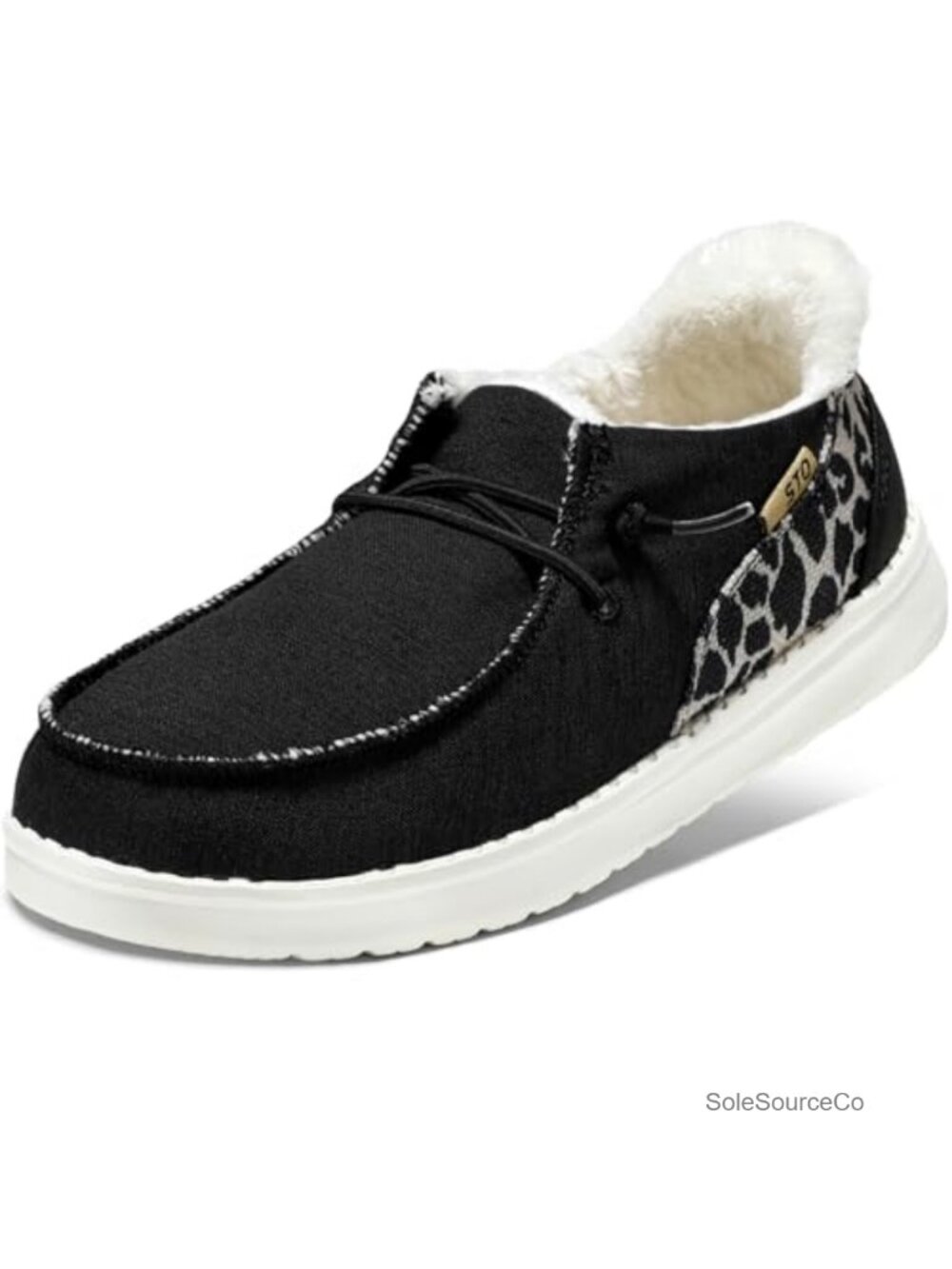 Women's Fur Lined Loafer Casual Shoes Slip-On Canvas Arch Support